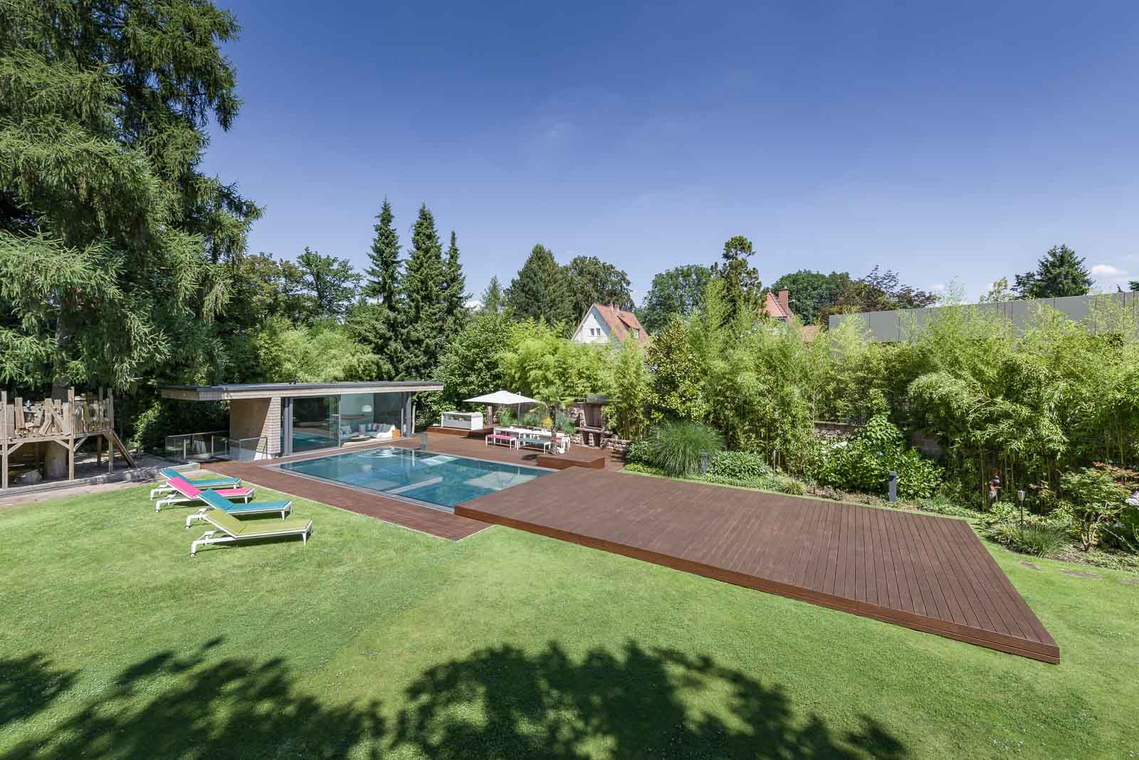 Gross, Pooldeck, Riesig, Terrasse, Verfahrbar