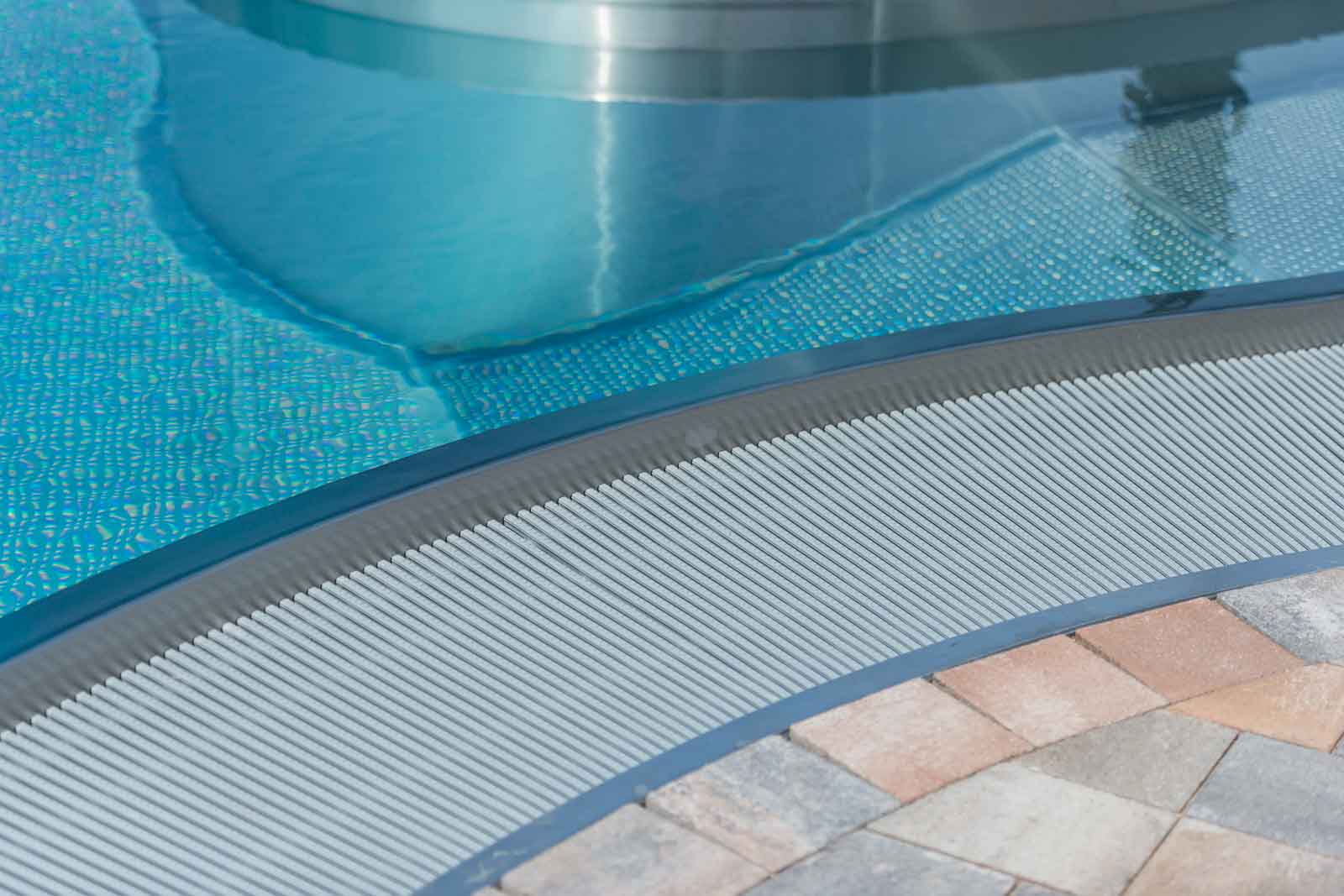 Edelstahl, Gebogen, Pool, Ueberlaufrinne