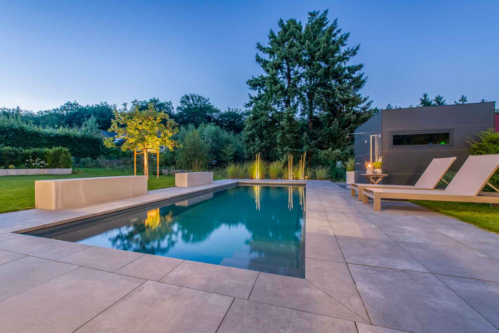 Abend, Blauestunde, Pool