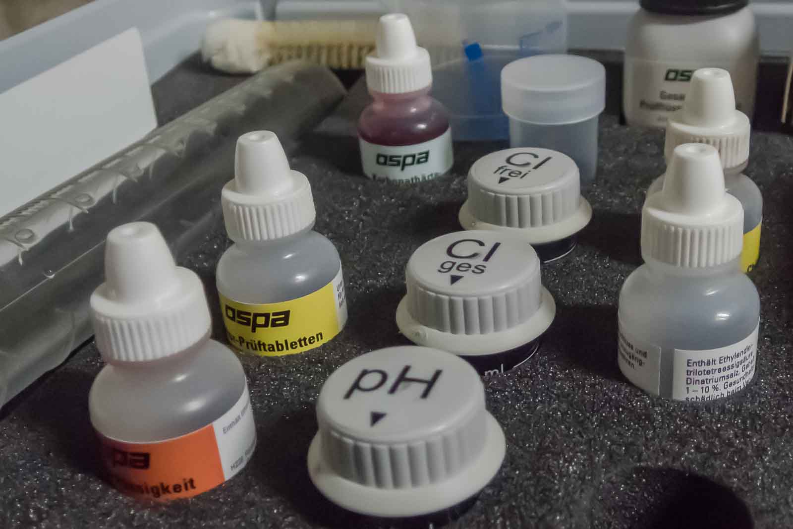 Detail, Poolchemie, Test, Wasserchemie, Wasserpruefsatz