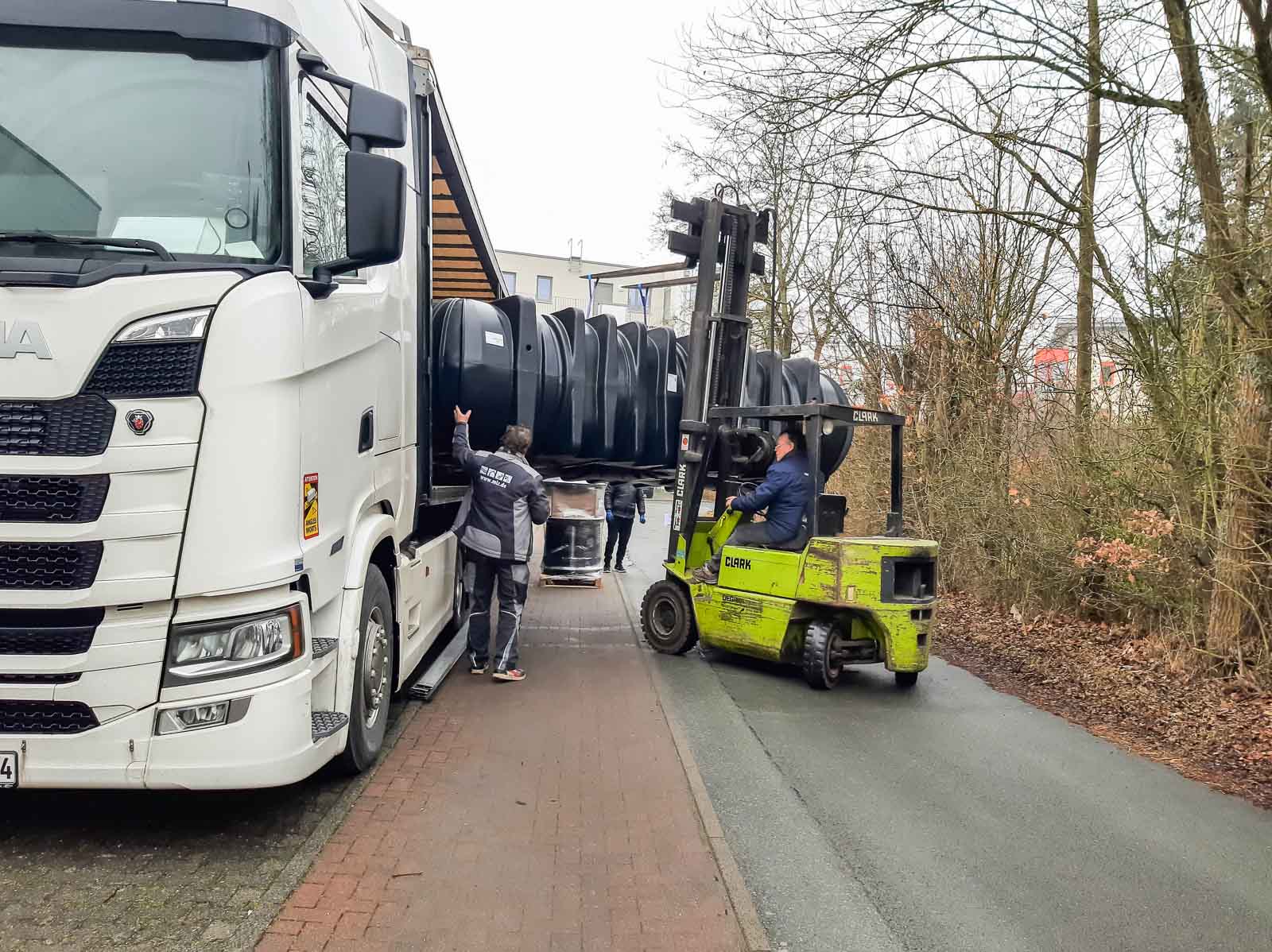 Gabelstapler, Schwallwassertank, Transport