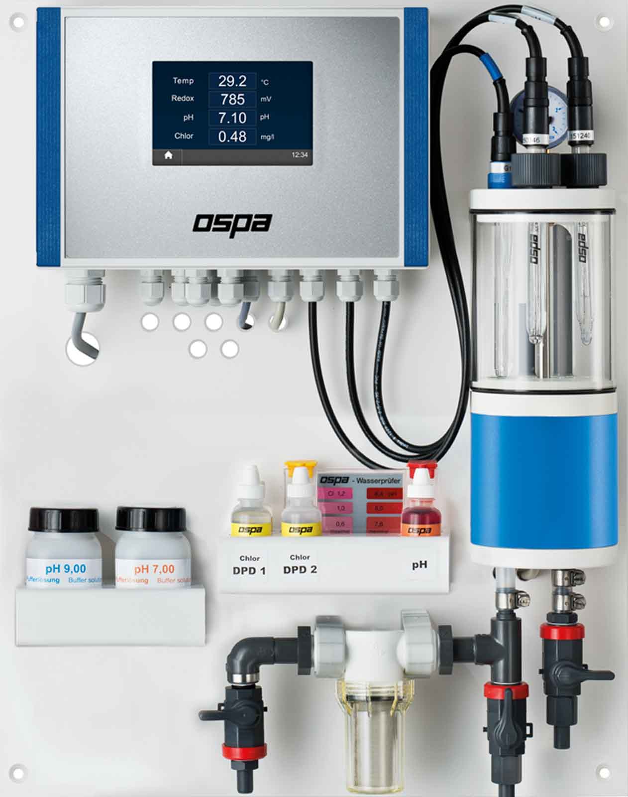 Technik, gläserner Technikraum Chlor, Messstation, Ospa, Ph