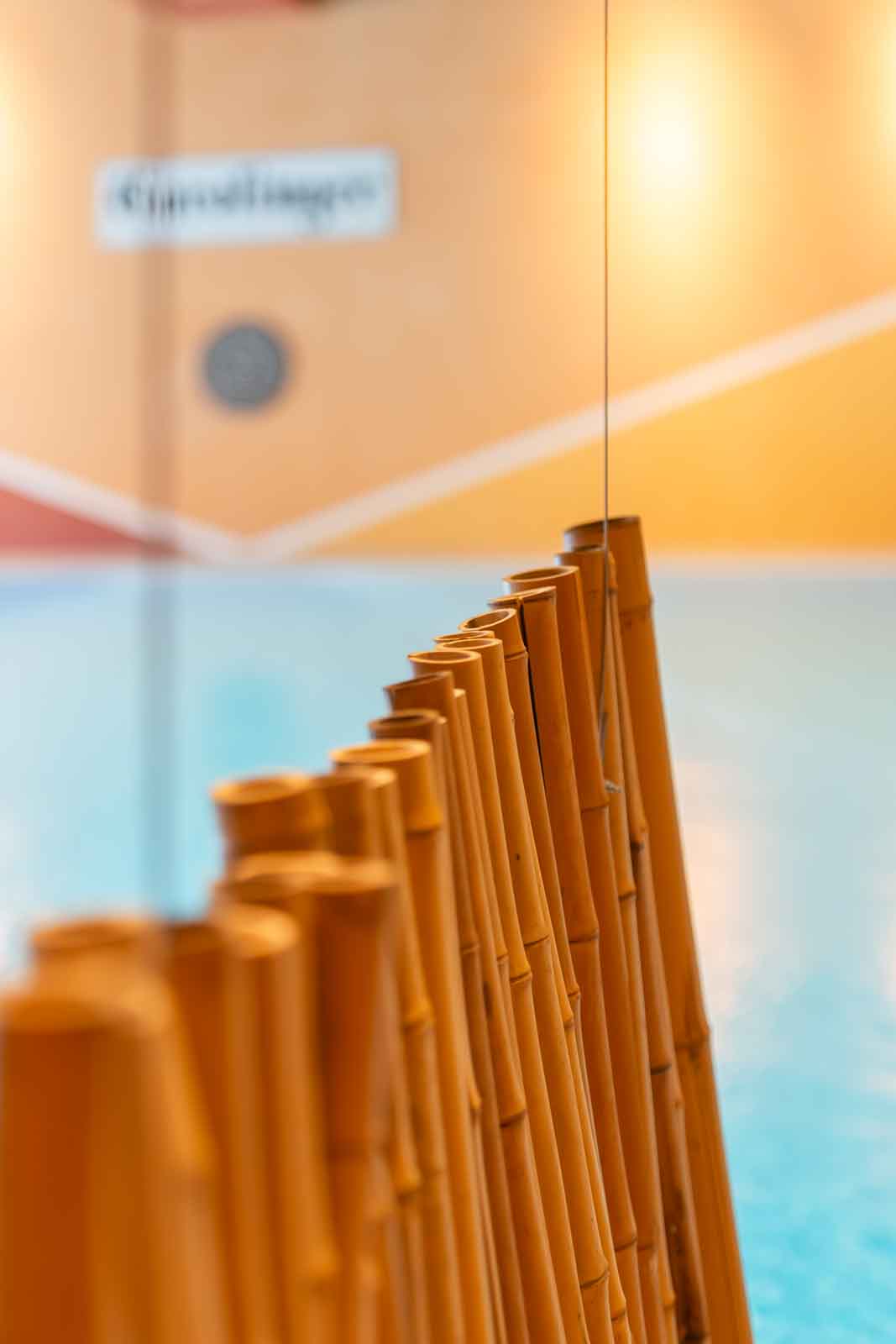 Carolinger Hallenbad Bambus, Detail, Staketenzaun