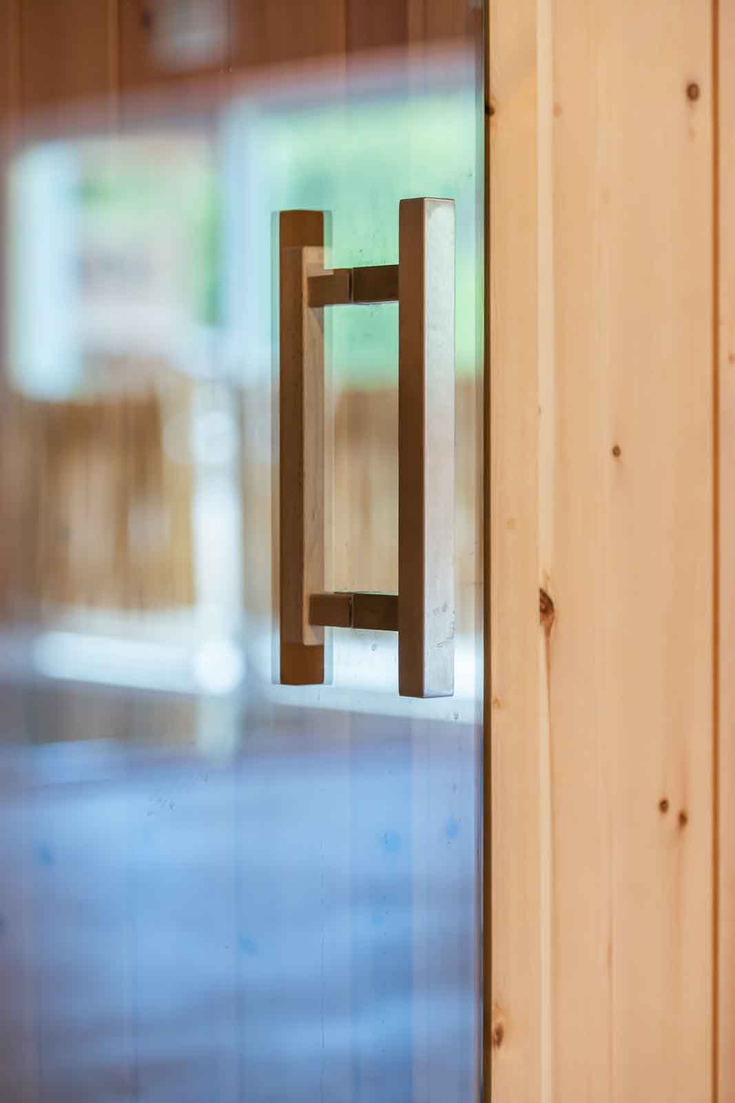 Carolinger Hallenbad Detail, Griff, Sauna, Tür