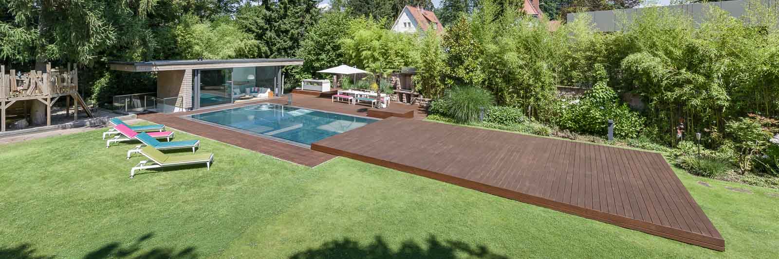 Gross, Pooldeck, Riesig, Terrasse, Verfahrbar