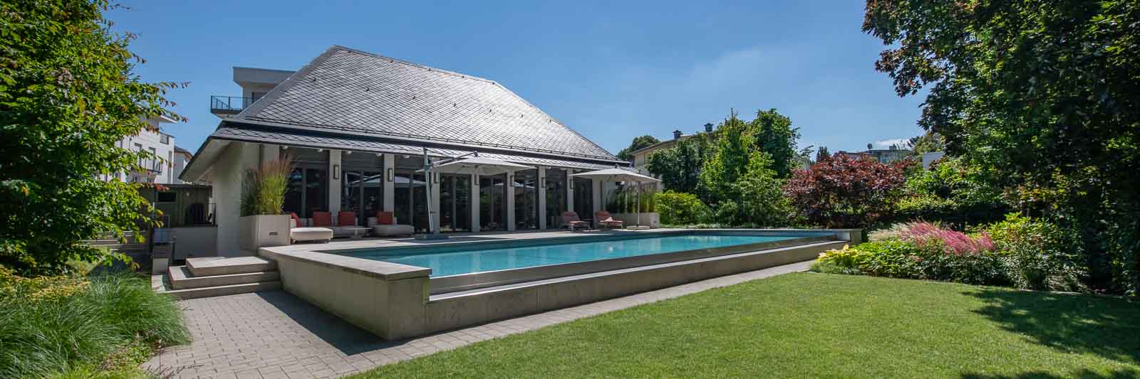 Edelstahl, Outdoorpool, Ueberlaufrinne