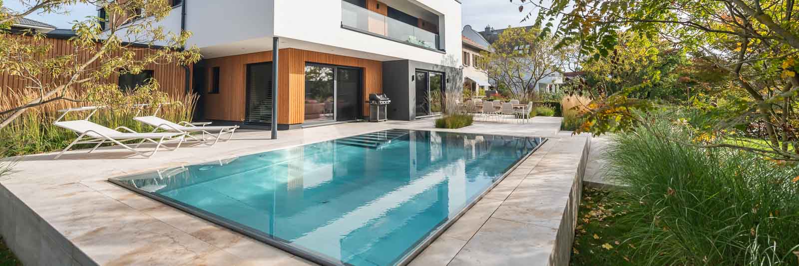 Edelstahlbecken, Gartenpool, Stadtvilla, Terrasse